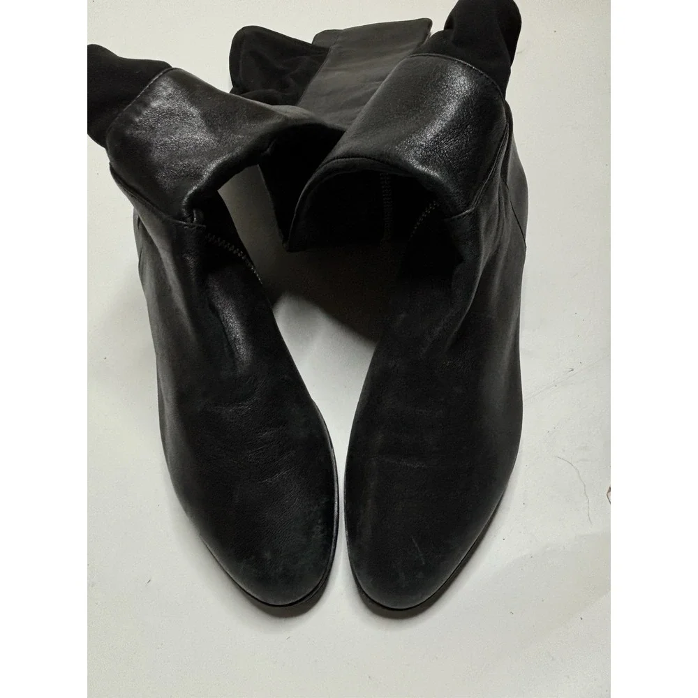 MICHAEL KORS BROMLEY 50/50 SILVER LOGO ZIPPER BOOTS WOMEN 6.5 M OLD MONEY CLASSY - Picture 2 of 9